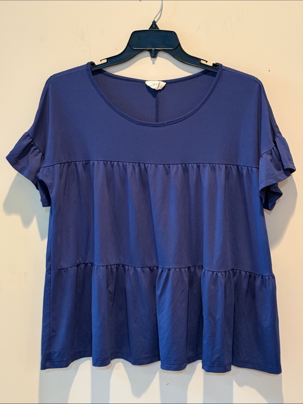 Women's Short Sleeve Tiered Tunic Top - Blue